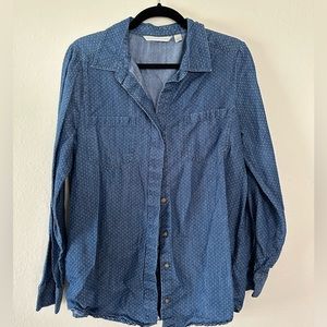 LC Lauren Conrad Polka Dot Denim Button Down